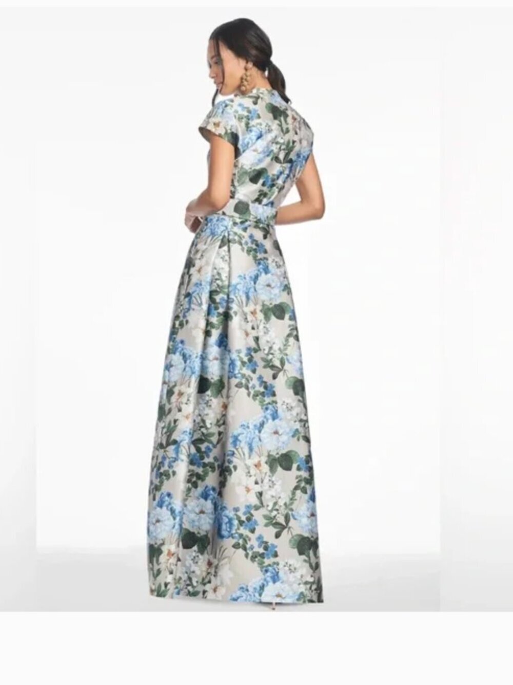 Sachin & Babi Marta Floral Mikado Gown Maxi Long Formal Dress Blue New Size 14 - Picture 6 of 10
